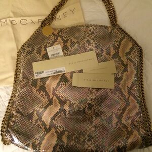 Stella McCartney Gold and Brown Snake Print Shoulder Bag